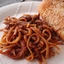 Spaghetti with barbecue….and bread pudding