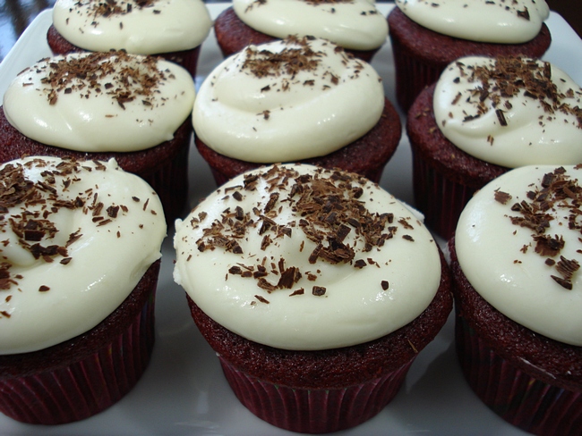 Red Velvet Cupcakes made with sour cream