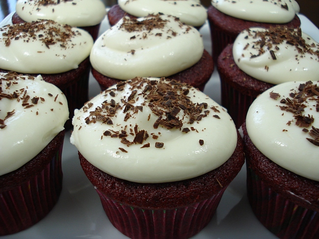 Red Velvet Cupcakes made with sour cream